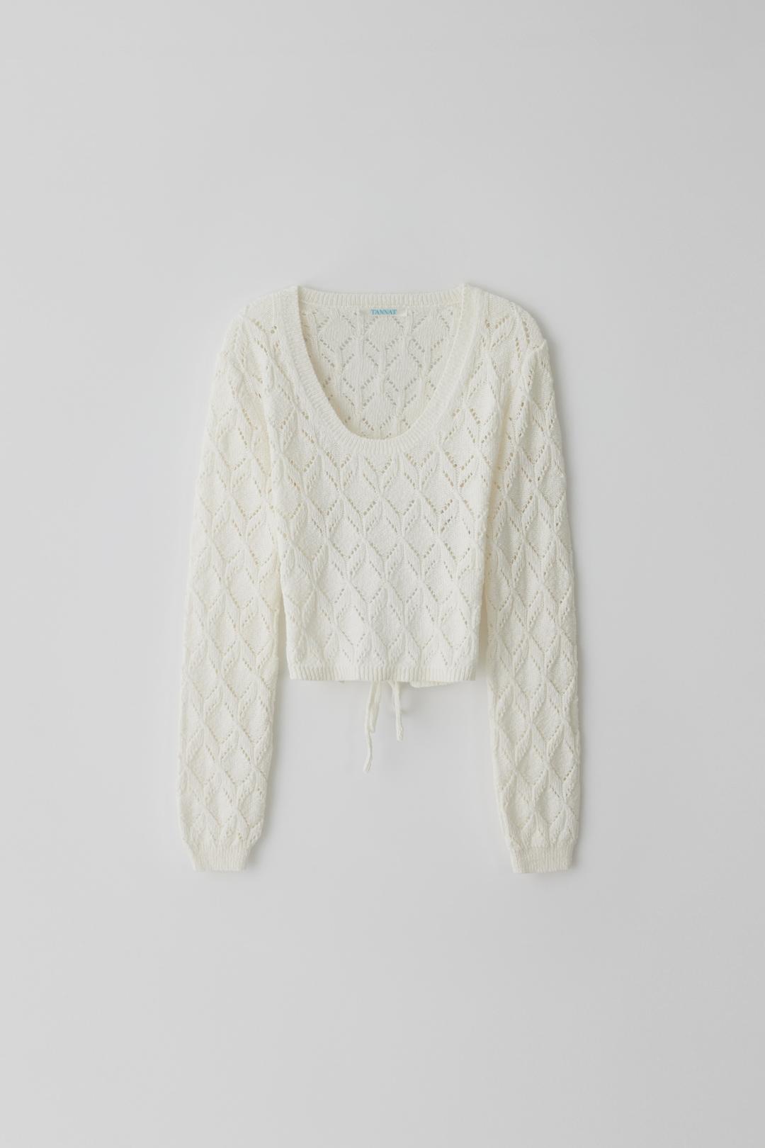 T/T Sunshade back tie lace knit (ivory)