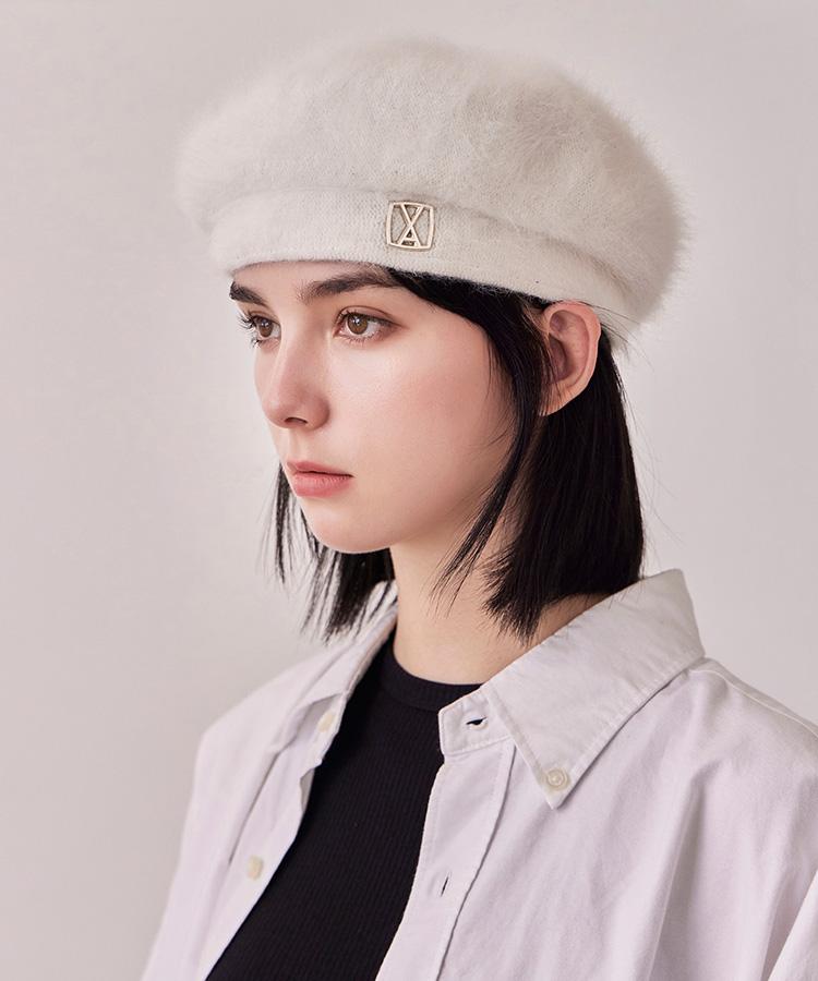 바잘 [바잘] VA 스퀘어 스터드 앙고라 베레모 크림