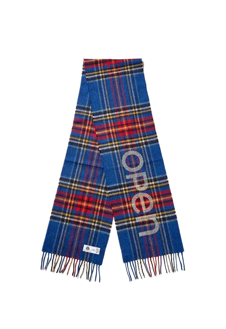 OPEN YY TARTAN WOOL SCARF, BLUE