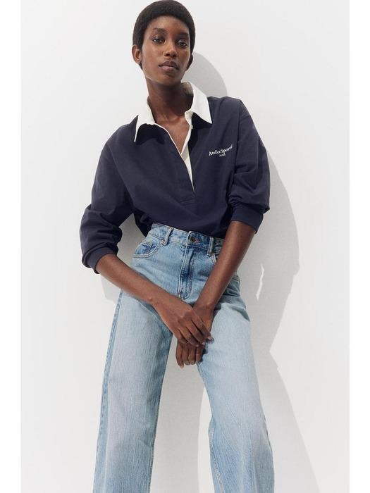 하이웨이스트 와이드 진 라이트 데님 블루 1227299005