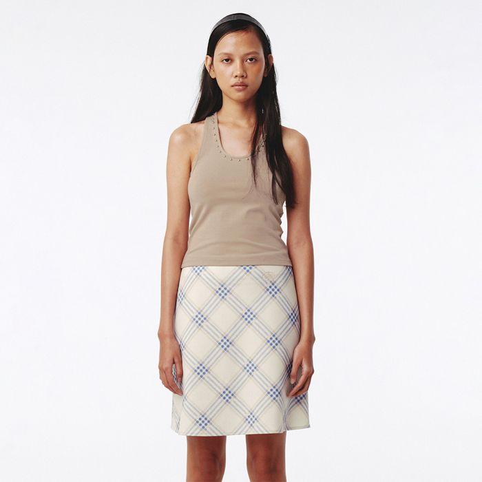 Stud U Neck Tank Top Beige