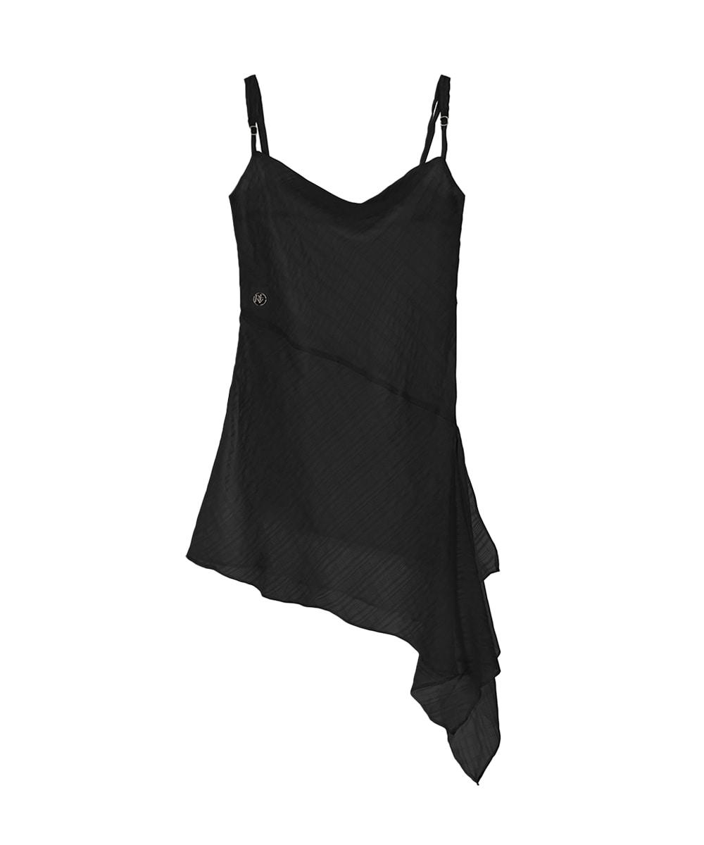 Drape Unbalance Mini Dress [Black]