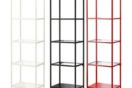 VITTSJO 빗셰 4단 유리장식장 51x175cm/진열대/선반/피규어/거실장/수납장