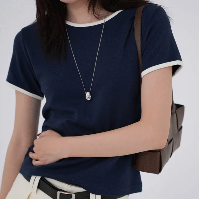 [💘기획특가][6COLOR] 마푸 배색 모달 링거 반팔티셔츠