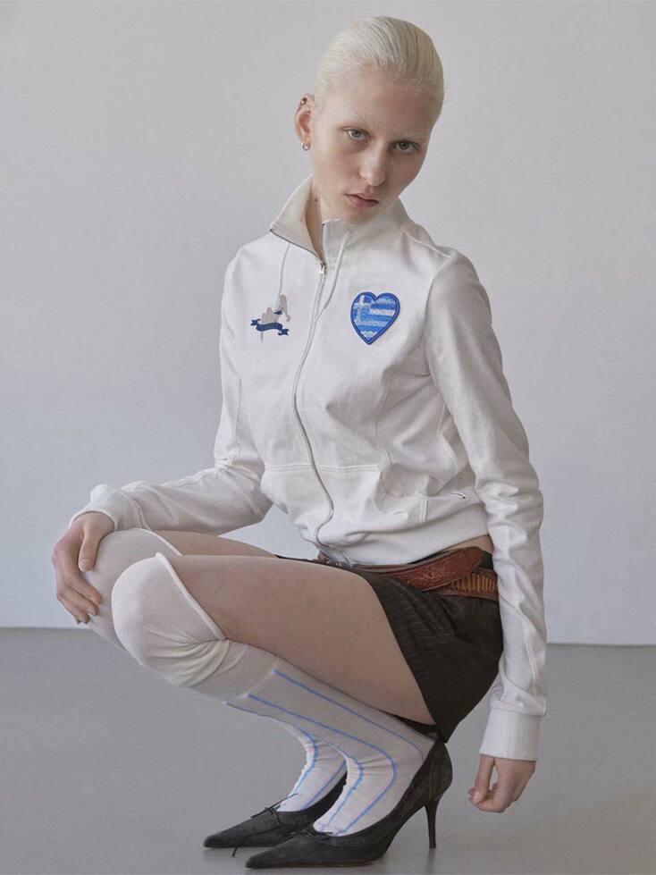 Flag Track Zip-Up White