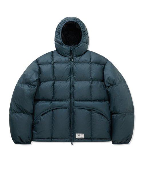 스퀘어 프리미엄 다운 후드 숏푸퍼 그린