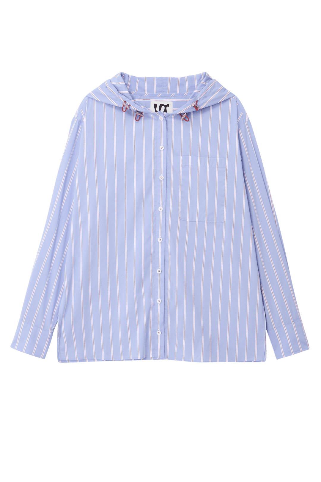 스트라이프 후드 셔츠