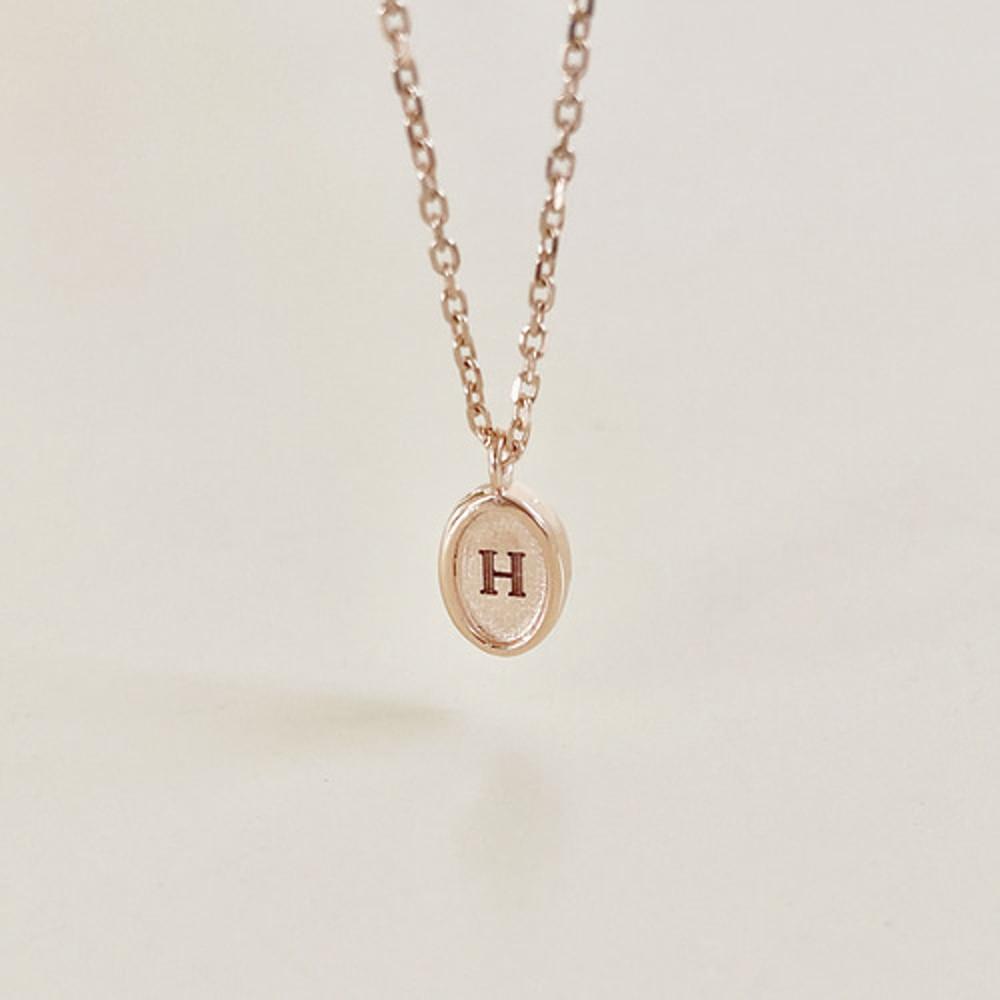 14k 이니셜 각인 코인 타원 레터링 원형 금 목걸이 / 우정 기념일 생일 선물