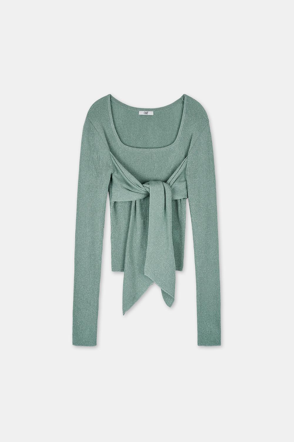 스퀘어 랩 메탈 풀오버-민트실버