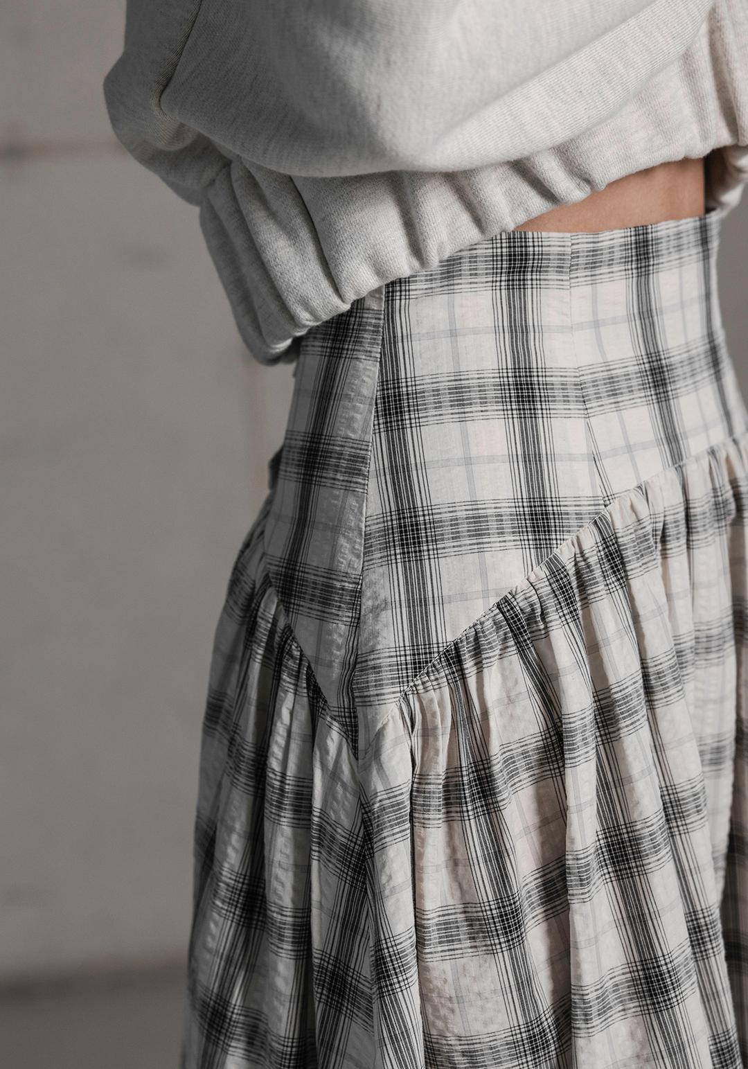 Romans Skirt, Check Ivory
