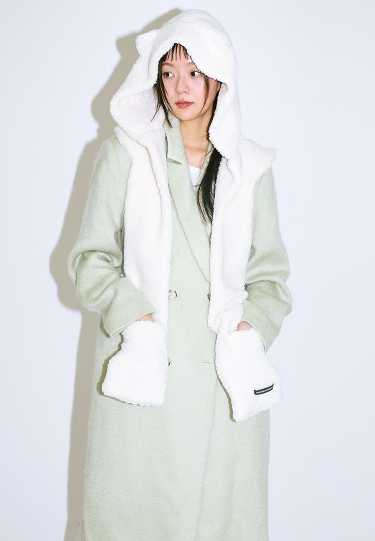 CAT EAR HOODIE MUFFLER_SHEARLING WHITE