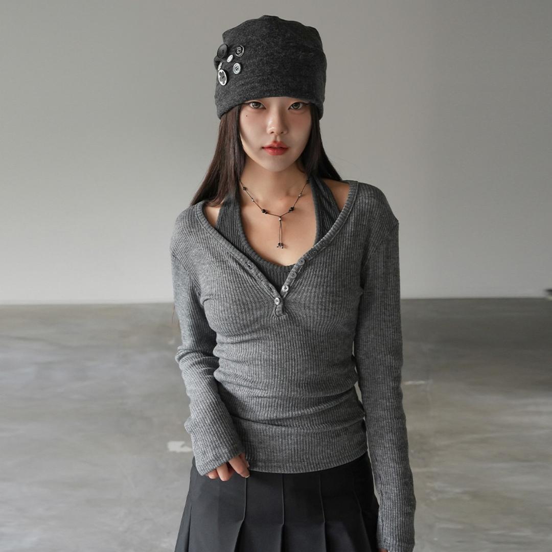 리쿠비 버튼 티셔츠