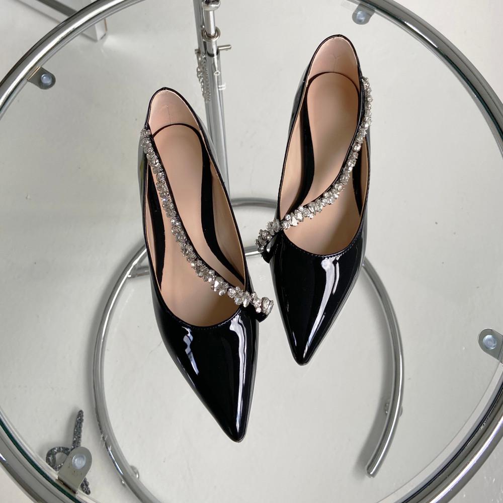 온레브 수제화 200-265 라델르 에나멜 큐빅 스트랩 플랫슈즈 210 215 255