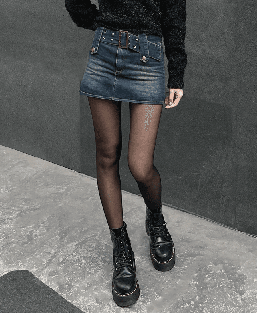 [당일발송] 벨티드 로우웨스트 미니 스커트 (2 color)