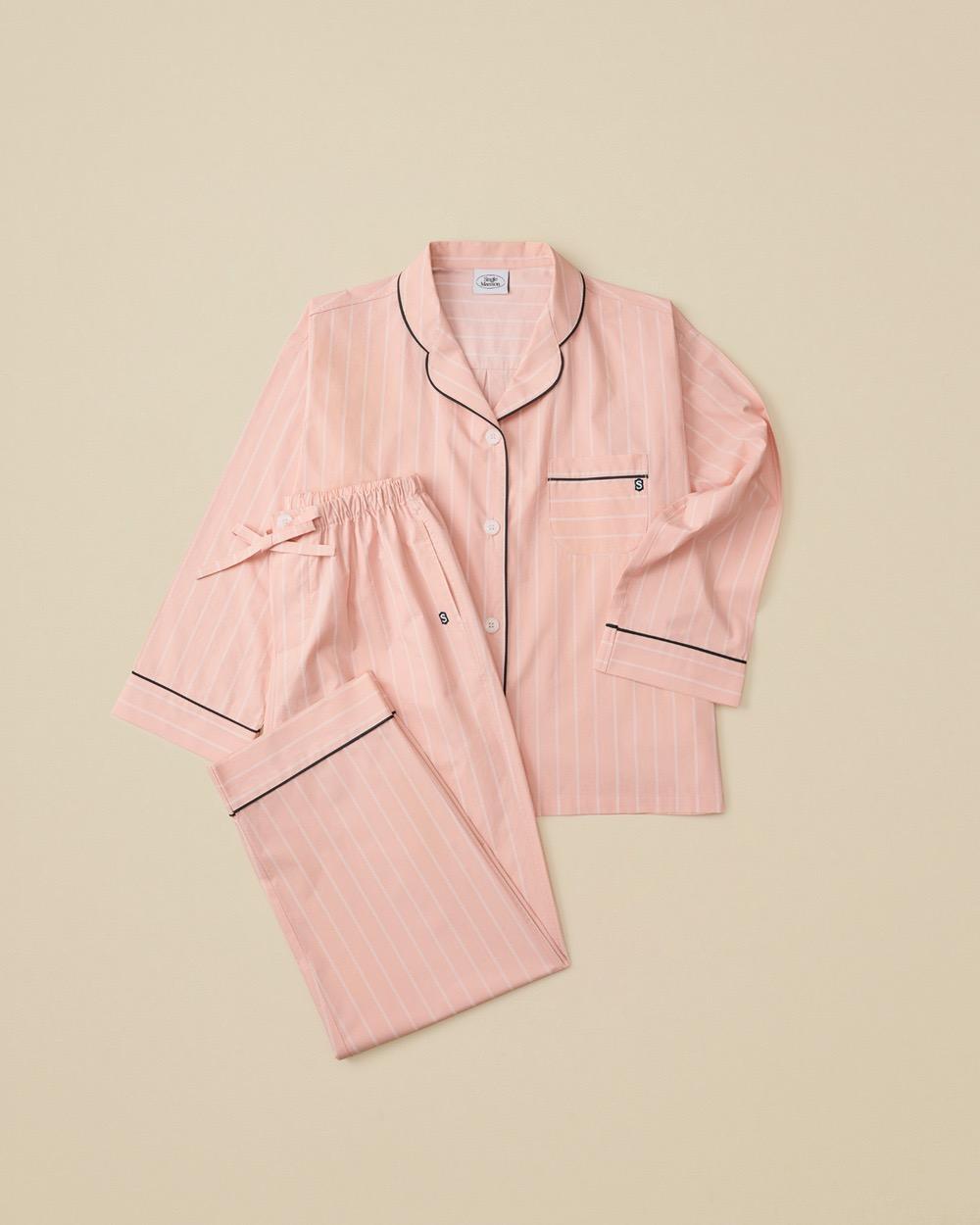 핑크 스트라이프 파자마 세트