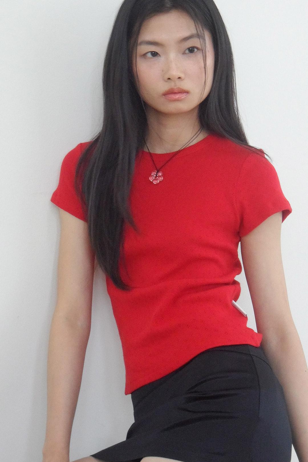 [5/17 예약배송] Sunburn Basic T-shirt (RED PUNCHING)