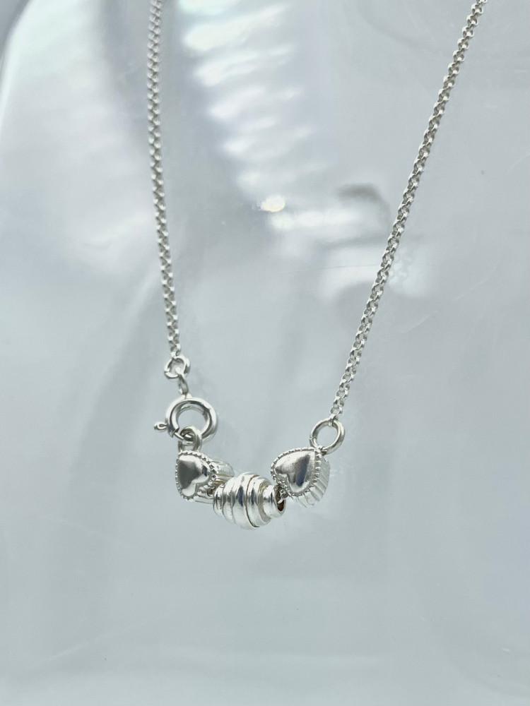 heart silver beads necklace