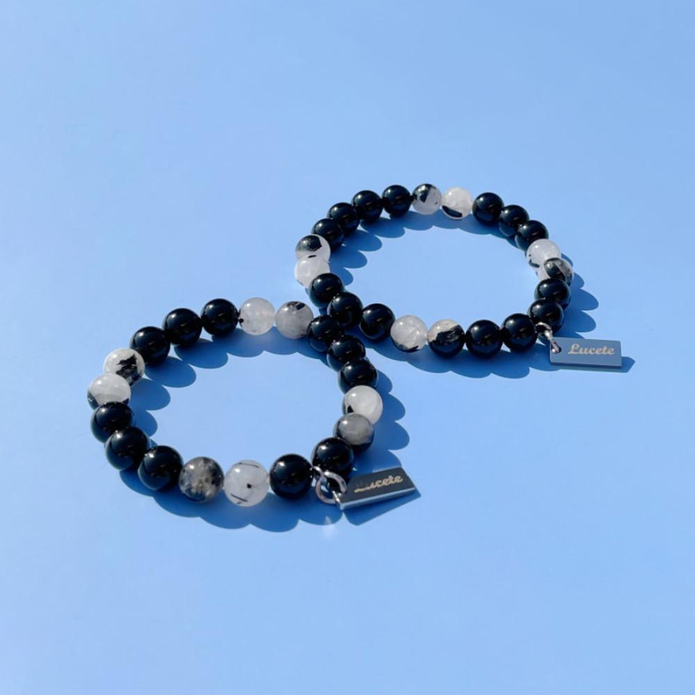 스트릿캣파파 길고양이 유기묘 후원 루세테 오닉스 블랙 침수정 원석 팔찌 - Onyx, Black Rutilated Quartz
