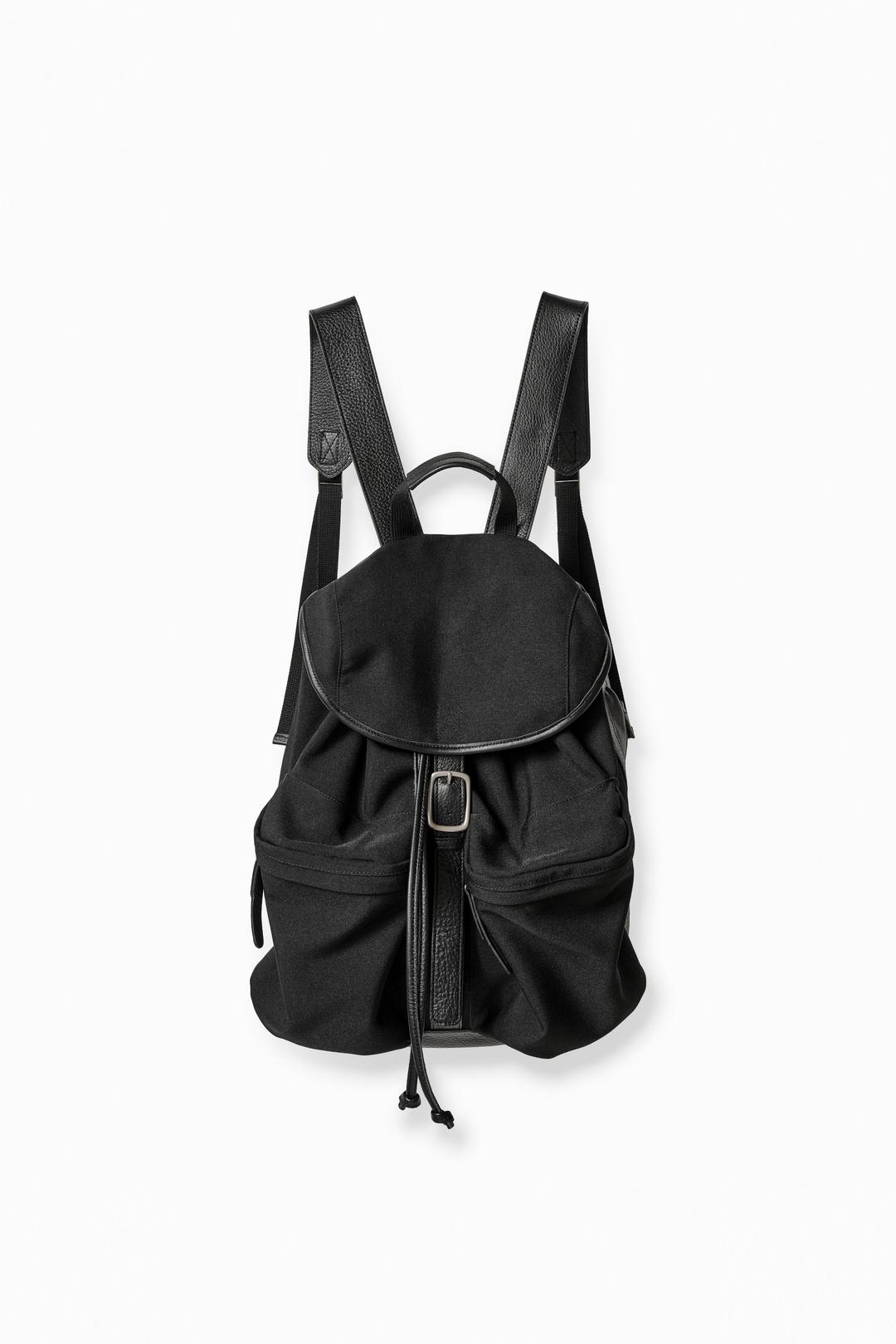 [4/29 순차발송] BLACK SERGE FABRIC / LEATHER TWO POCKET RUCK SACK V.2