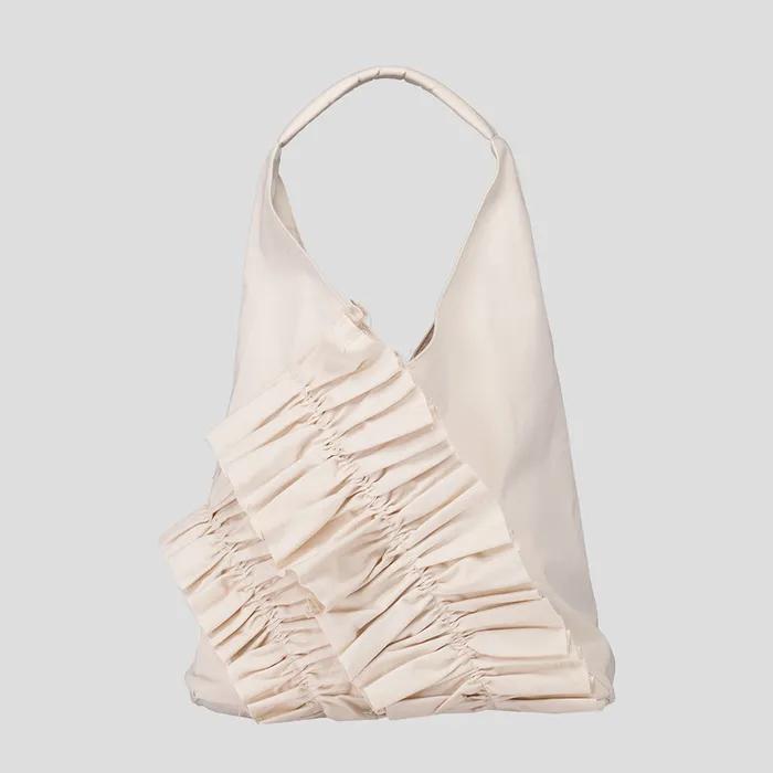 COTTON ORIGAMI RUFFLE BAG - IVORY