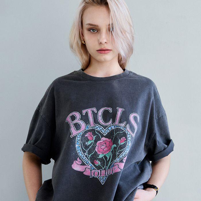 Glassy Rose Pigment Tee-Charcoal
