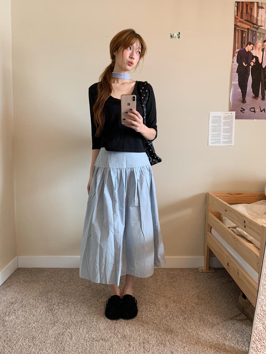 보우아카이브 waist fit long skirt