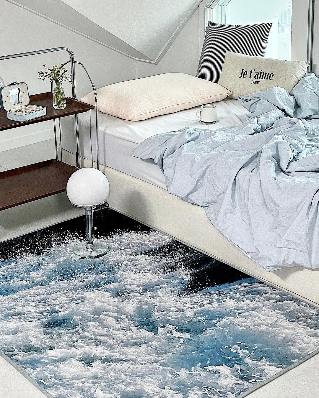 방수 Cream Wave 생크림 파도 극세사 러그