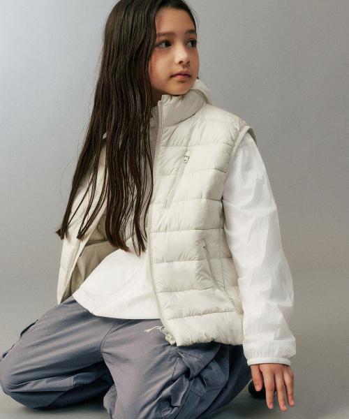 시티 레저 하이넥 라이트 패딩 베스트 [스톤 화이트]