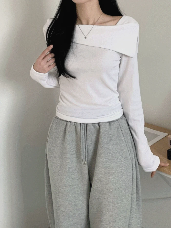 [기모] 오튼 오프 긴팔 티셔츠 (3color)