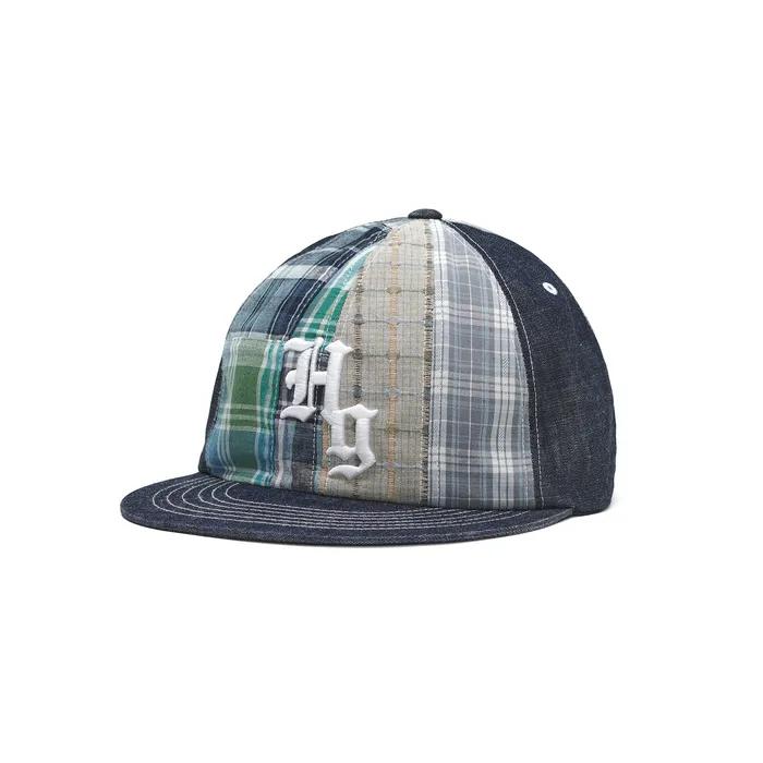 Patchwork denim snapback (Blue)
