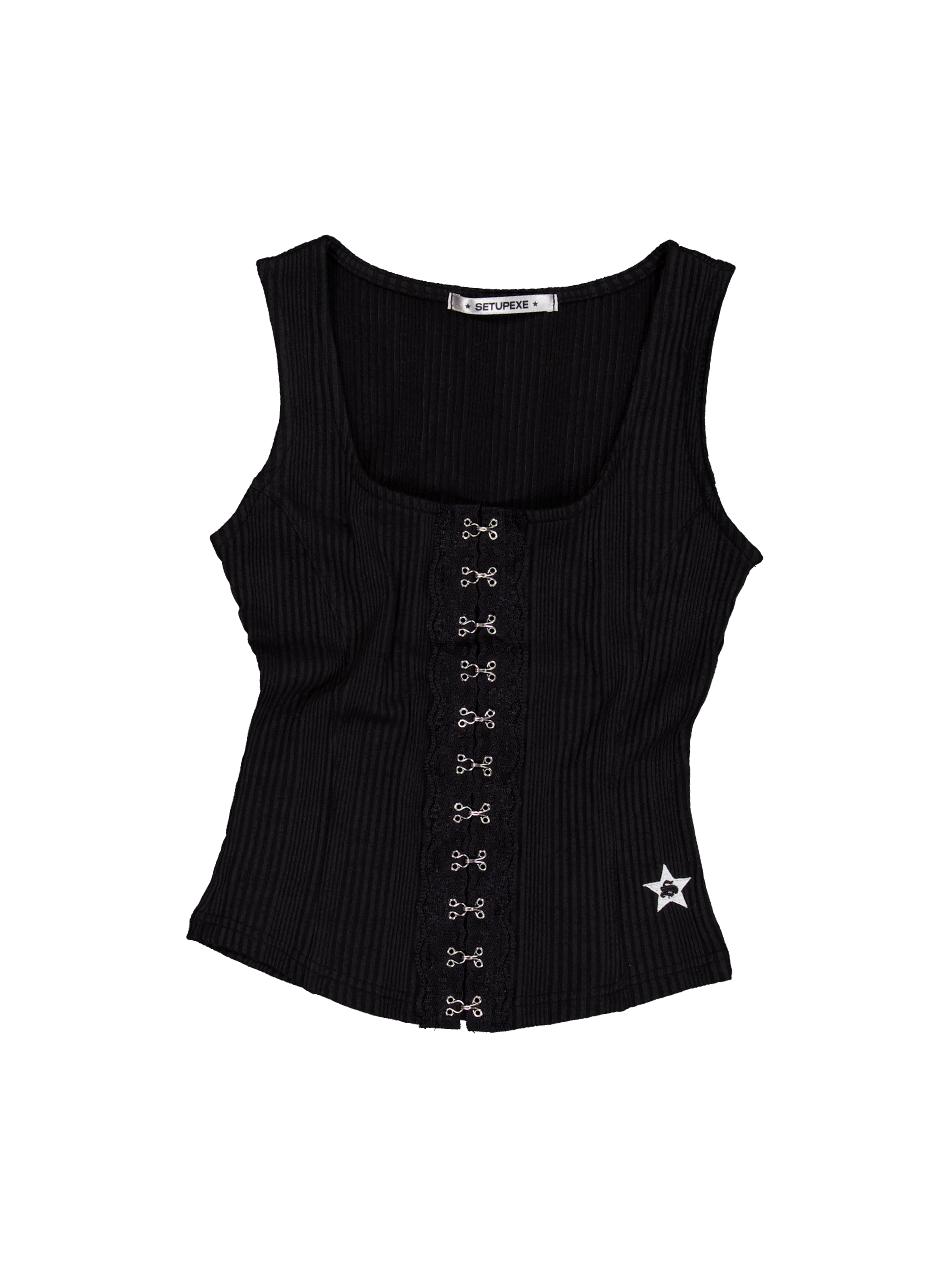 LACE HOOK SLEEVELESS / BLACK