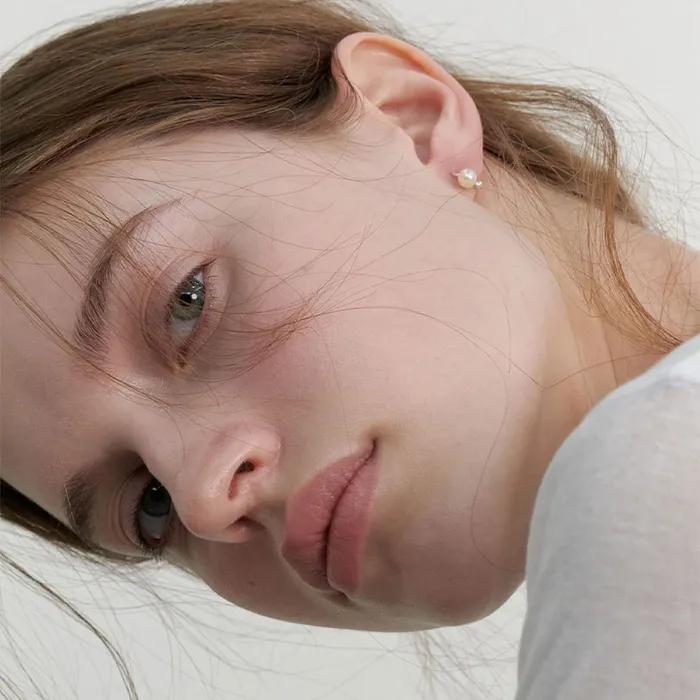 [Silver] 5mm Pearl Ring Earrings (L241MER070)