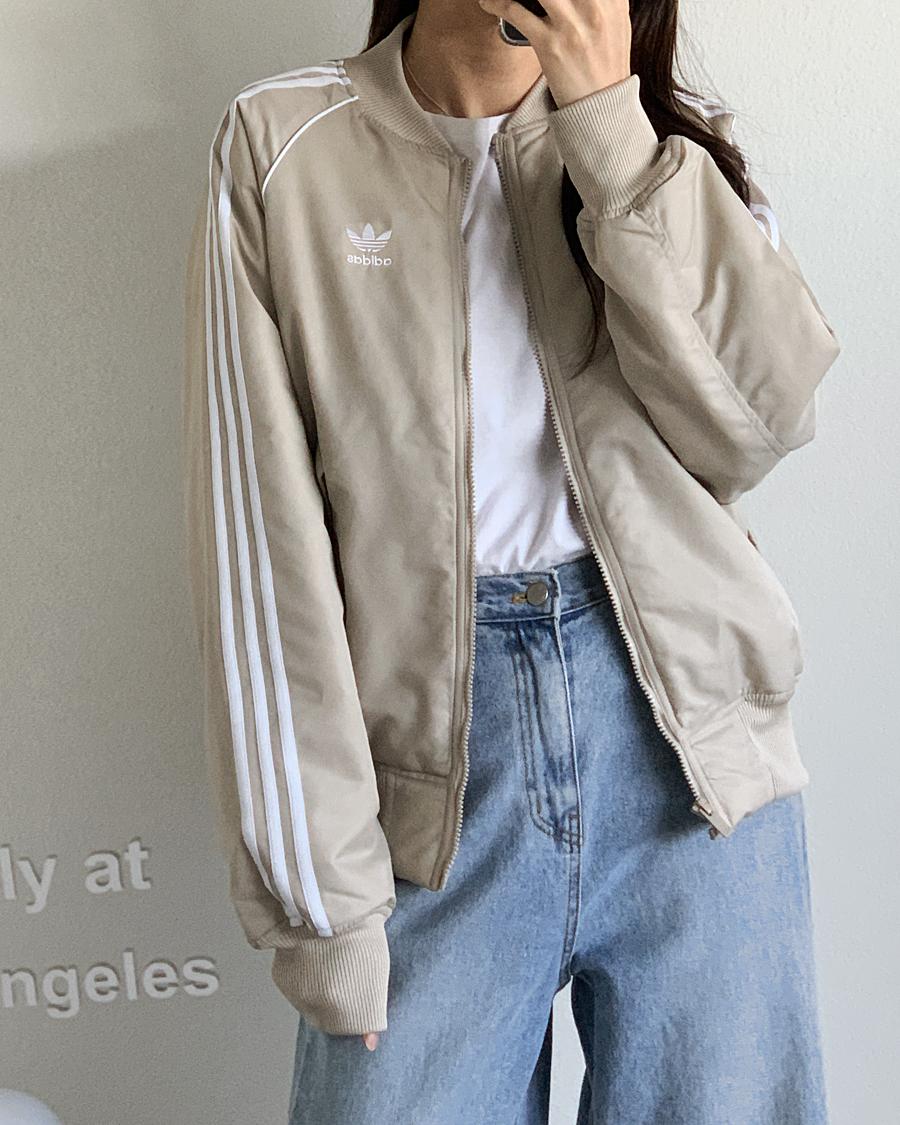 아디다스 남녀공용 루즈핏 오리지널 컬리지 원더 베이지 풀집업 봄버 자켓