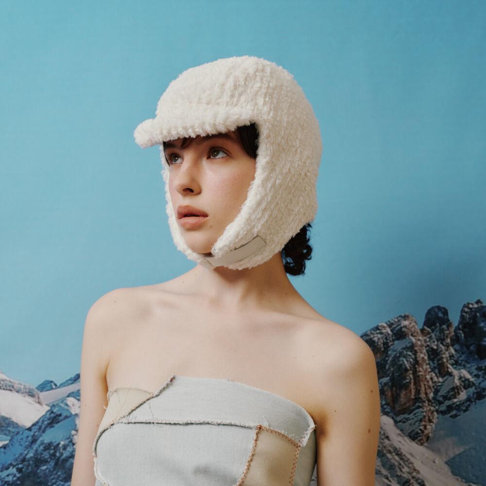 [Life PORTRAIT] Braid Earflap hat in ivory
