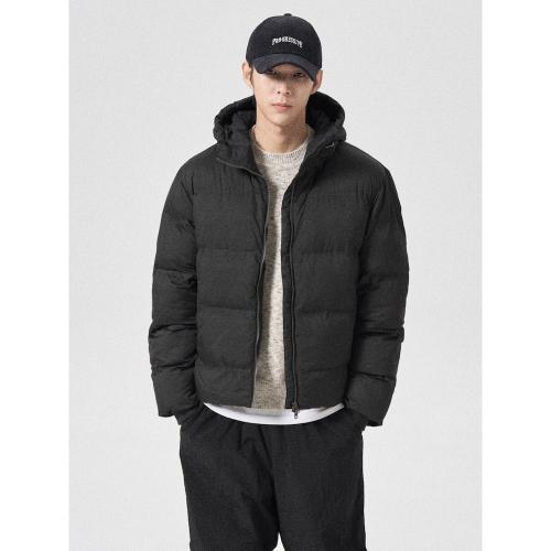 심리스 후드 패딩 점퍼  블랙