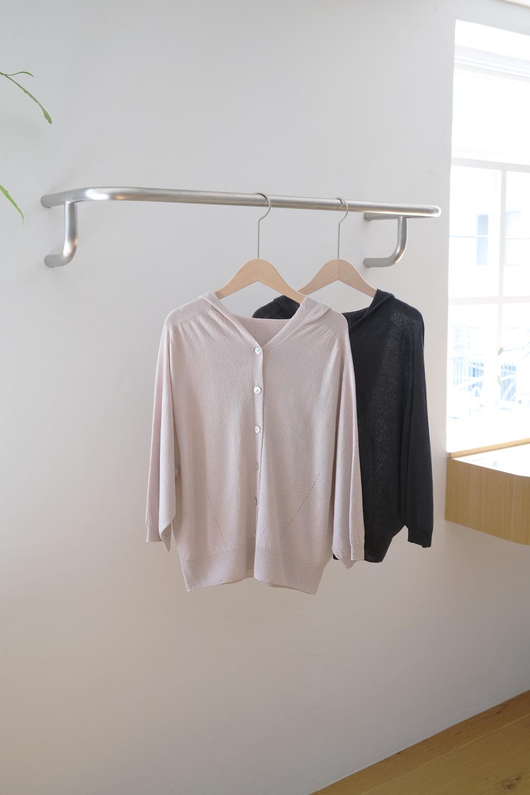 Linen hooded knit cardigan (2col)