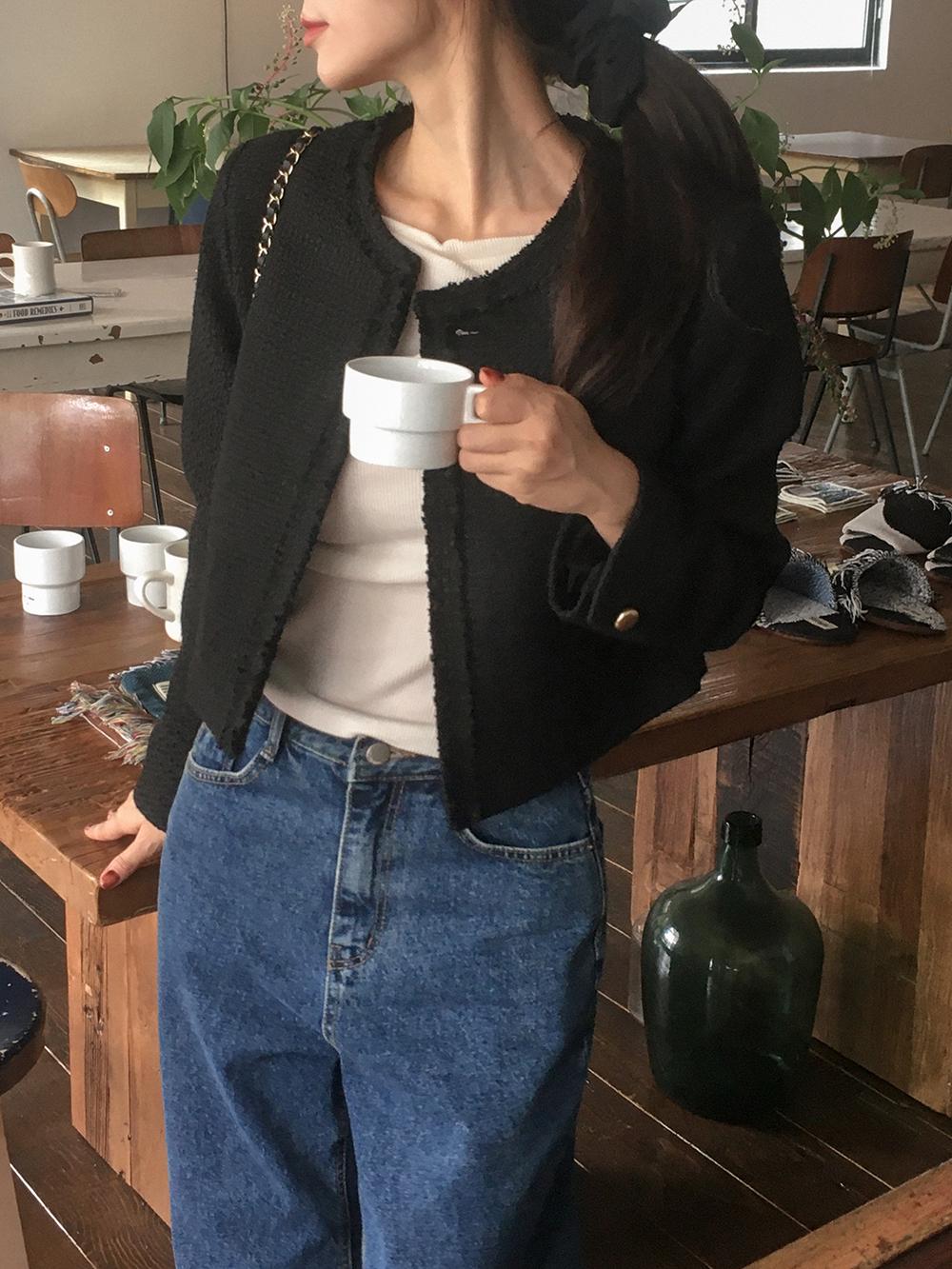 프렌치오브 [하객룩][MADE/고퀄리티]모던 립포켓 트위드 자켓 (2color)