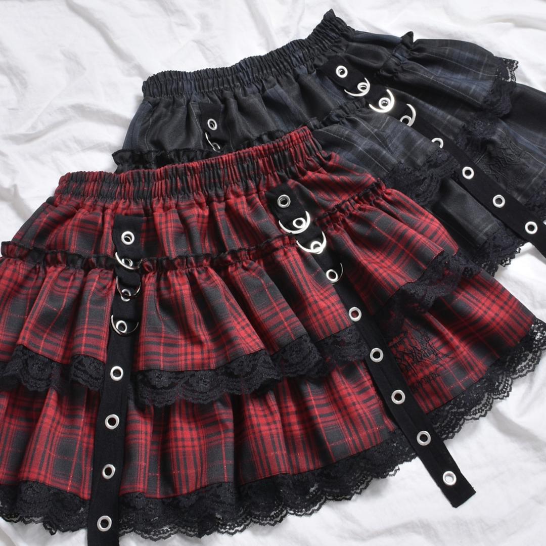 【11/6新着】サブカル刺繍★チェックハトメスカート | VOLCAN&APHRODITE