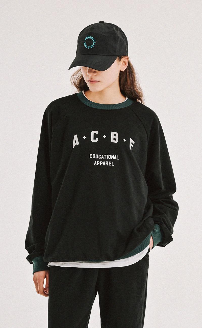 브릿지 배색 맨투맨 / black