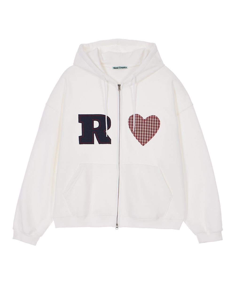 Heart Check Overfit Hood Zip-Up [Ivory]