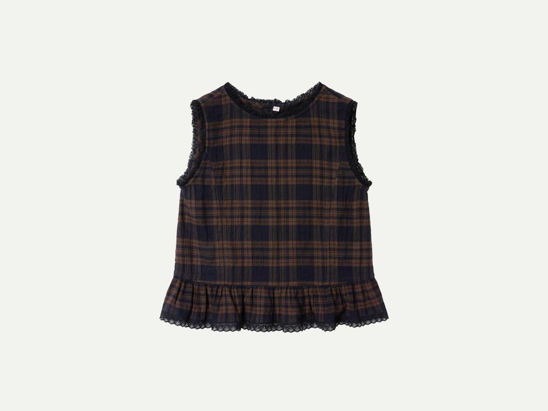 Via Susan sleeveless blouse (Brown check)