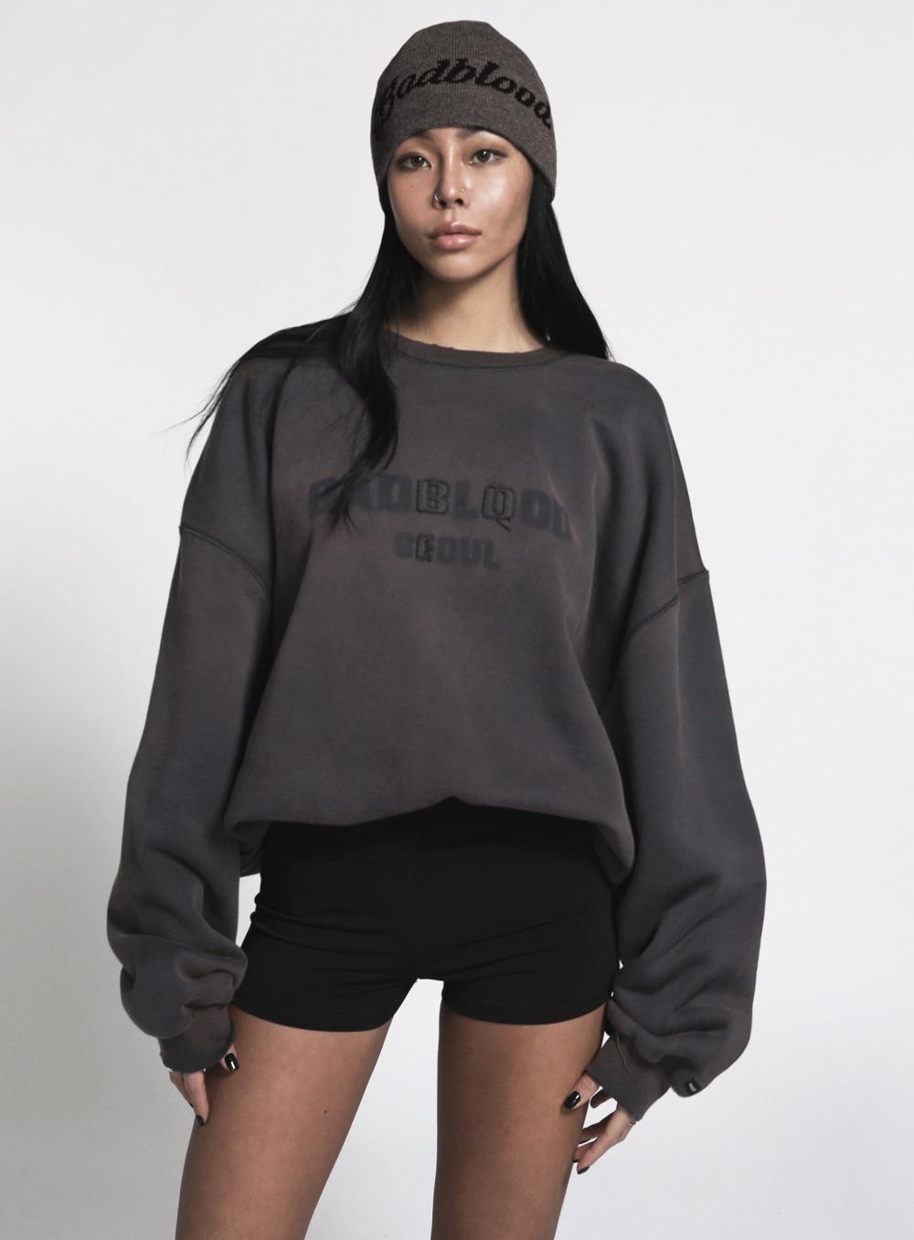 [w-sweatshirt23-003] 선 페이디드 스웻셔츠 - 챠콜브라운