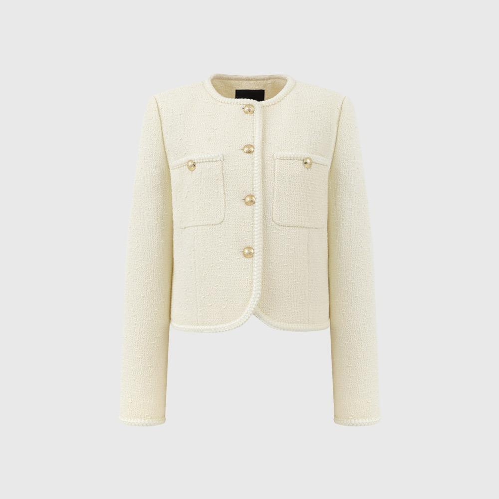 그레타 트리밍 트위드 자켓_아이보리 / GRETA TRIMMING TWEED JACKET_IVORY