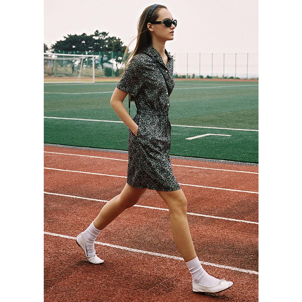 COLLARED SHIRT DRESS BLACK FLORAL_UDDR2B226BK