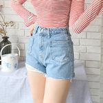포켓데님핫팬츠 청반바지 하이웨스트반바지 하이웨스트핫팬츠 숏팬츠 섹시핫팬츠 예쁜반바지 가을반바지 (3size)