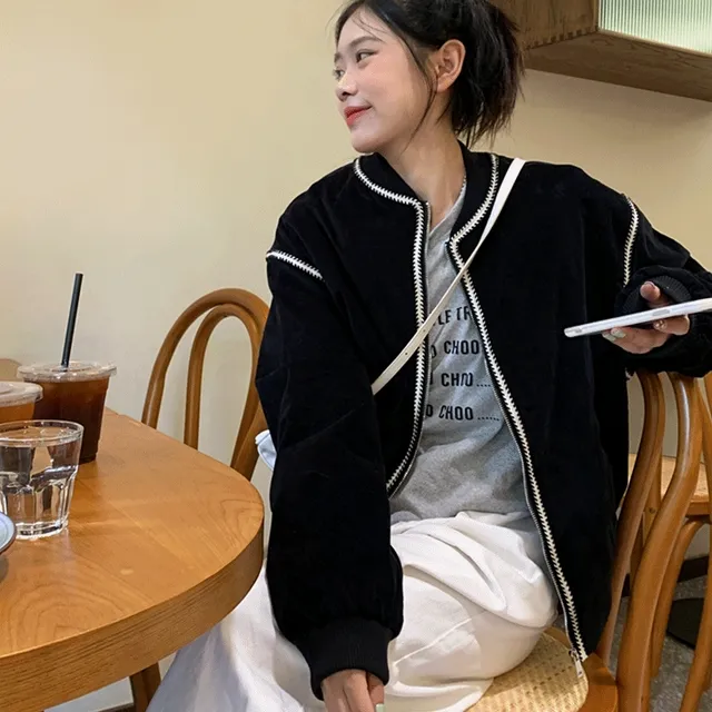 웨이크 루즈핏 스티치 집업 점퍼