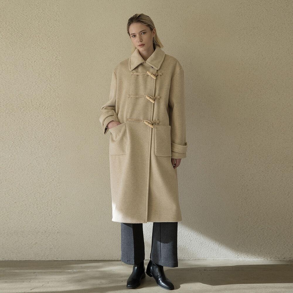 [클렛] DOUBLE FUR COLLAR LONG COAT OATMEAL