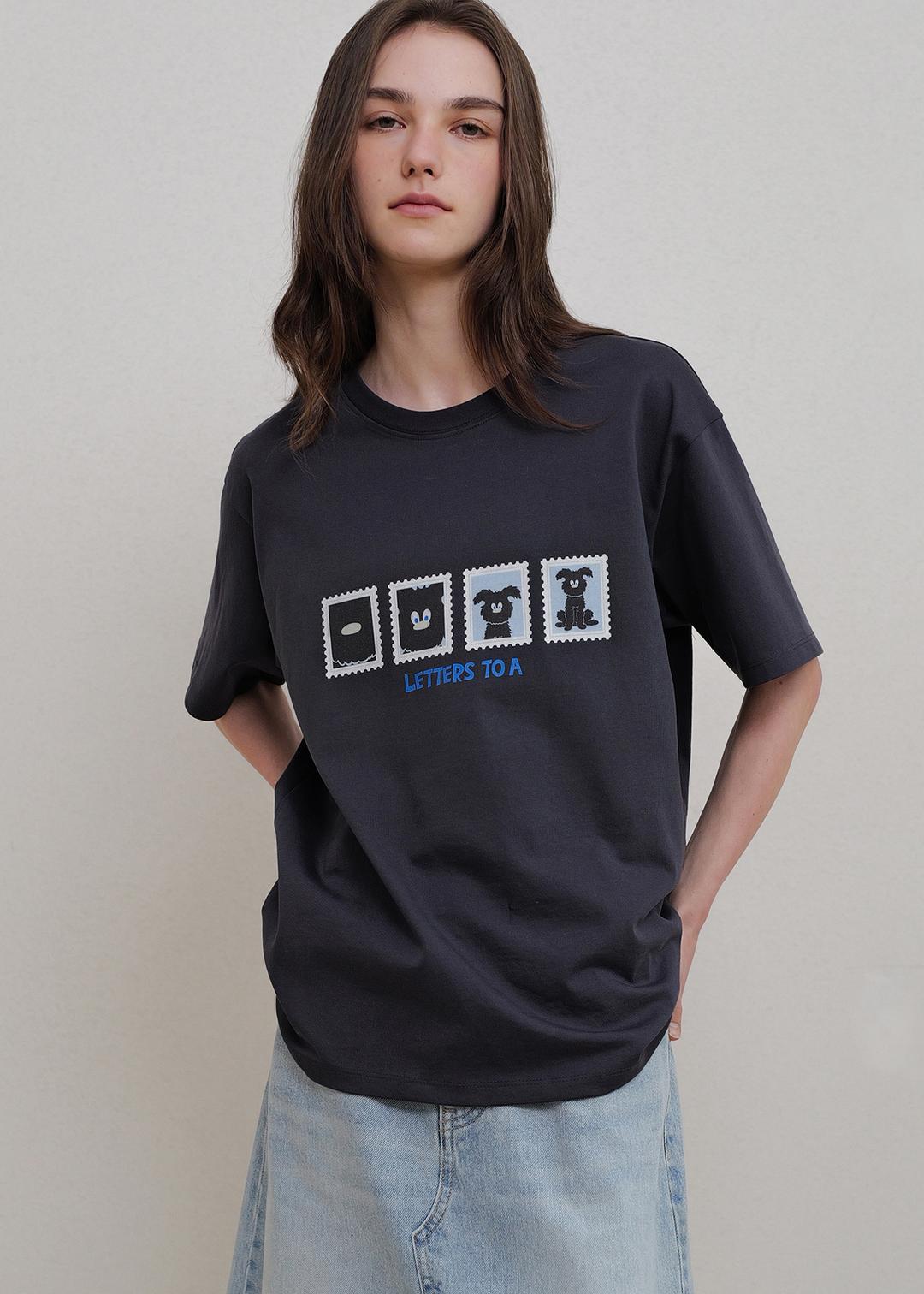 Angel half sleeve tee (navy)