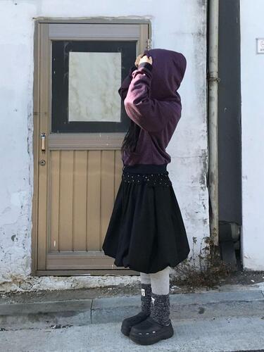 (2color)푸딩 벌룬 울 미디 스커트