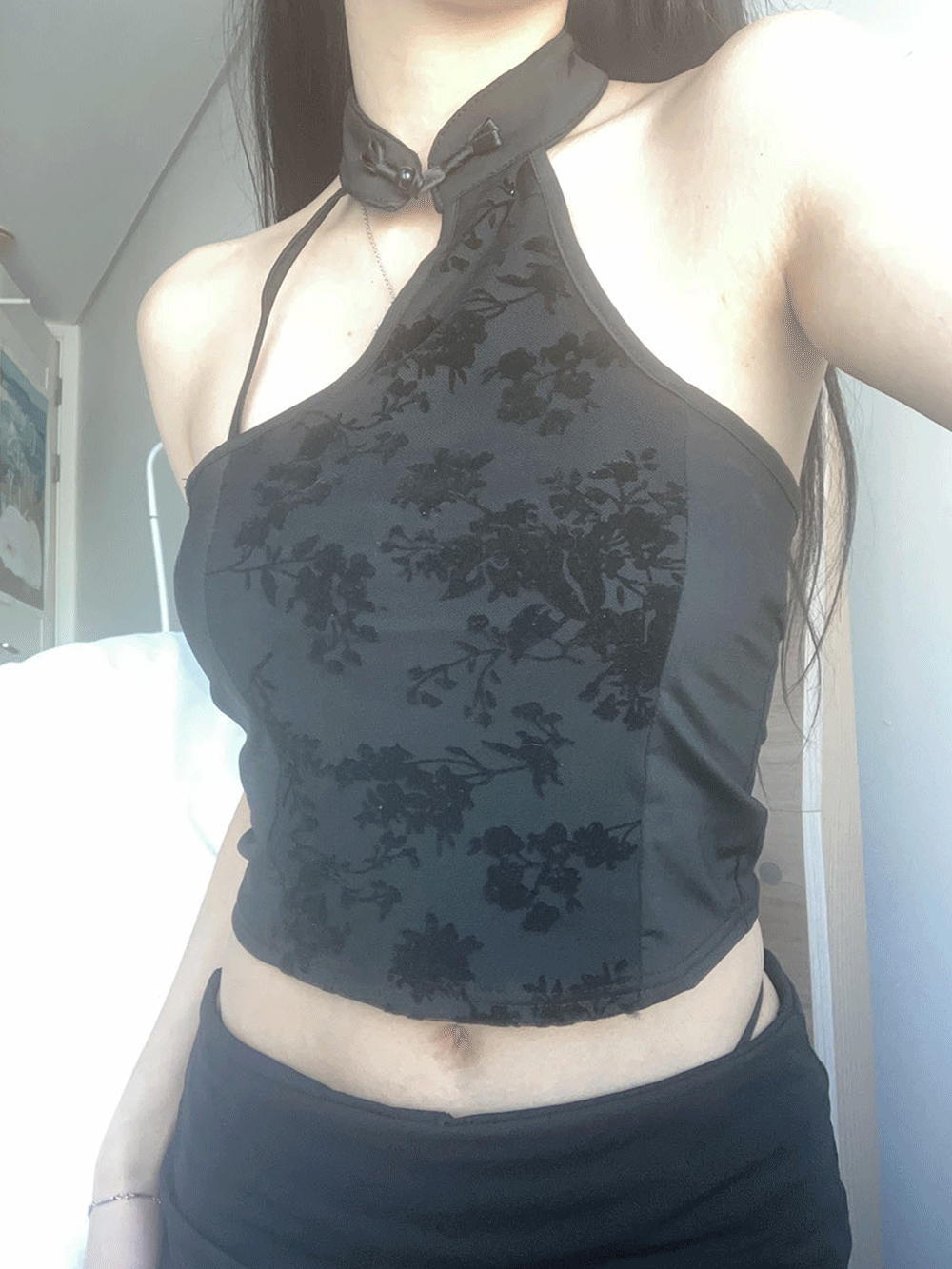 키코 [BUYING] oriental jacquard crop top | 오리엔탈 자카드 크롭 탑